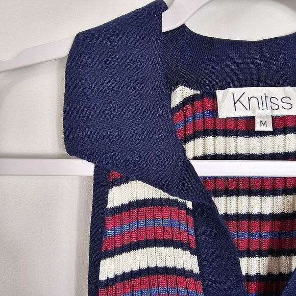 Knitss Olivia Dress Polo Neck Striped Knit Midi Dress - Size M - Picture 4 of 10